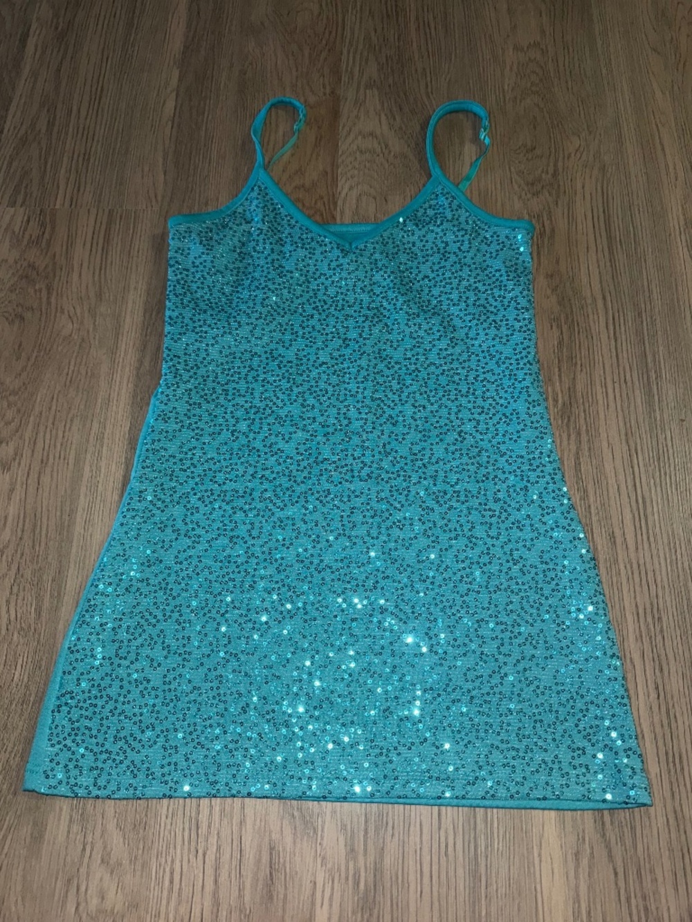 Y2K Aqua Rhinestone Cami Tank Top Mermaidcore Fairycore Glam Sparkle Clubwear